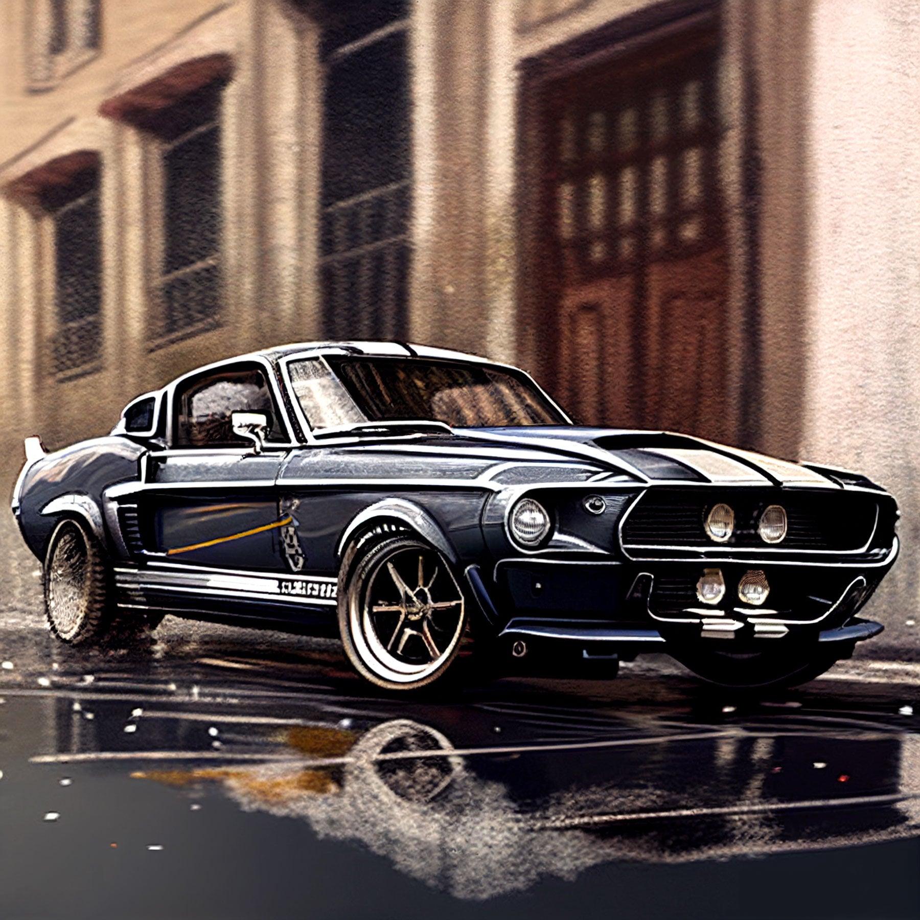 1967 Mustang Shelby GT 500 v3 Glass Wall Art - SplendFy