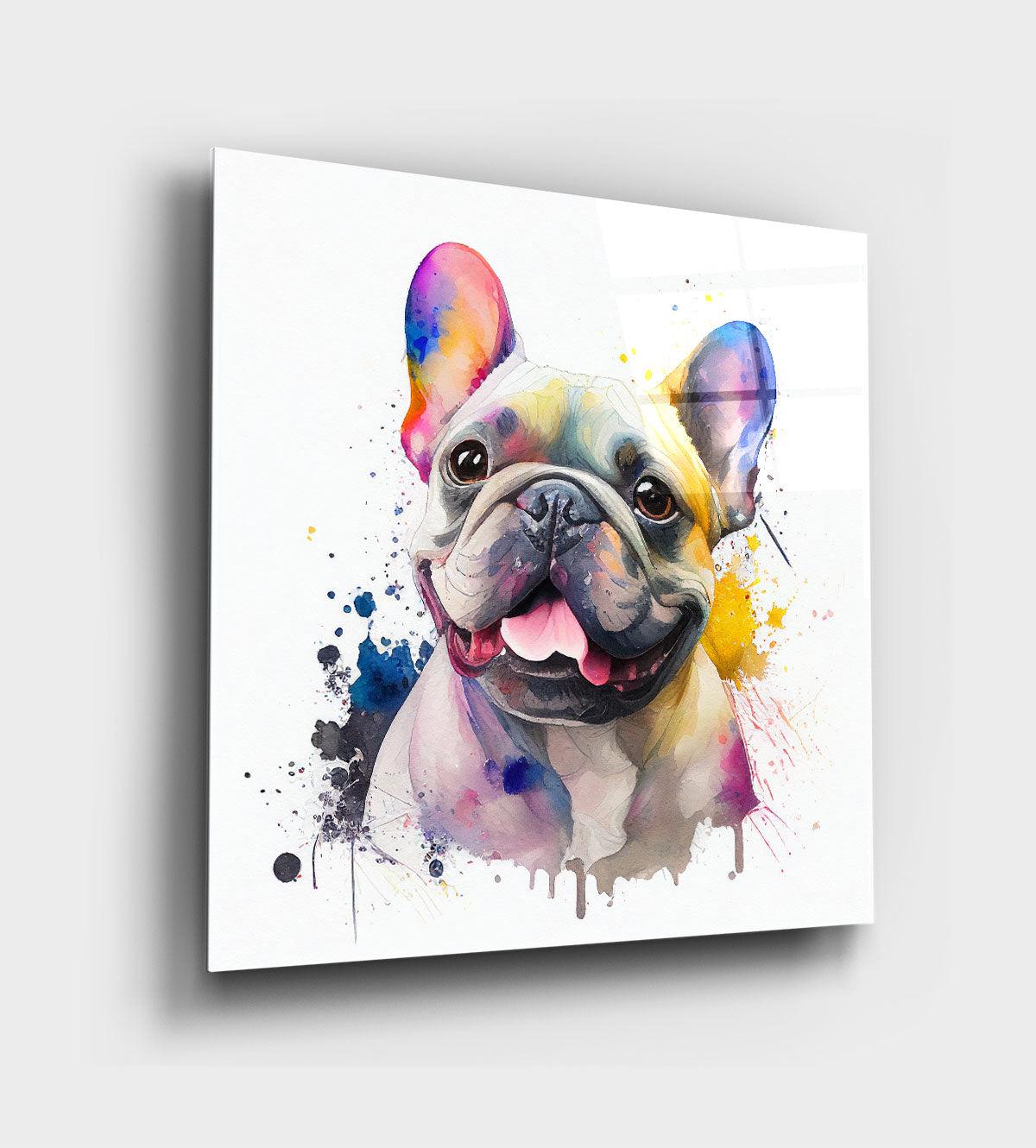 Frenchie Bulldog Dog Smiling Glass Wall Art - SplendFy